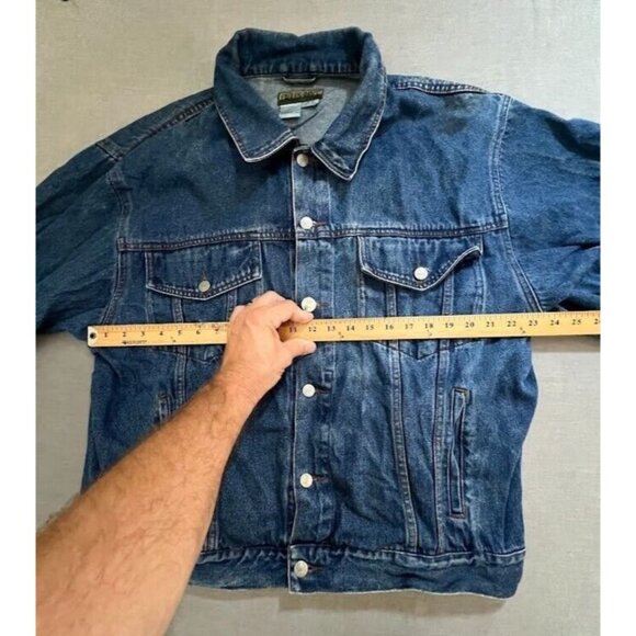 Eagles Ridge American Flag Jacket Adult XL Blue Demin Button Long Sleeve Mens - Picture 9 of 12